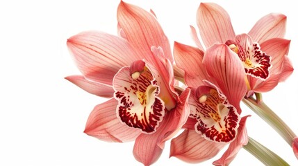 Cymbidium flower on white backdrop
