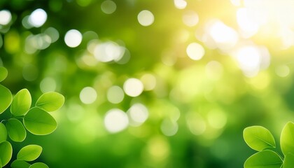 Fototapeta premium light of out focus blurred background bokeh from natural green leaves