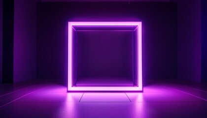 neon purple square frame on a raised surface