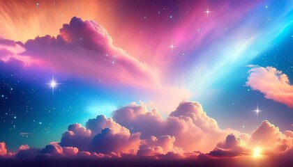 abstract colorful sky with cloud and star