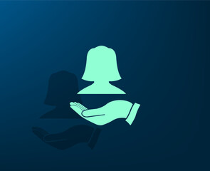 Fototapeta premium Vector illustration with shadow on blue background with gradient