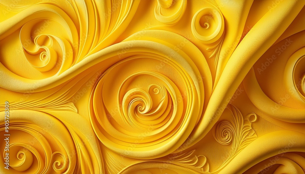 Wall mural yellow wallpaper with swirling pattern swatch