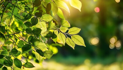 Obraz premium scenic nature view with leaves in the background