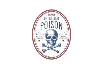 Unfiltered Poison, Vintage Halloween Potion Label Design 