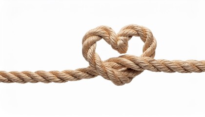 Obraz premium a rope with a heart shaped knot tied neatly isolated on a transparent background