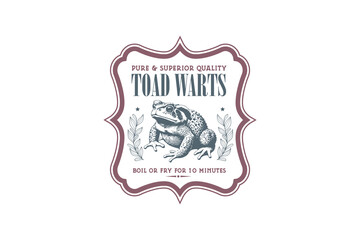 Toad Warts, Vintage Halloween Potion Label Design 