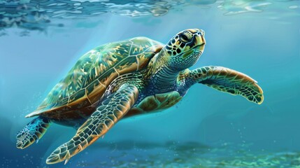 Sea Turtle Underwater
