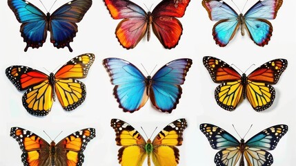 Collection of Colorful Butterflies