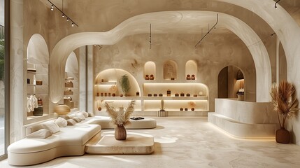 Modern Minimalist Interior of a Stylish Boutique in a Brightly Lit Space