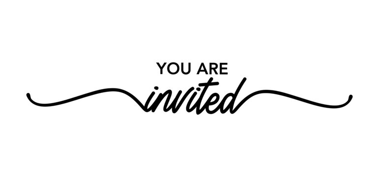 You are invited invitation design for card, elegant calligraphic typo
