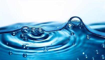 close up of blue water ripples and bubbles