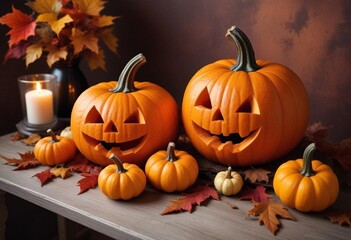 Close up, Halloween pumpkin, autumn, urban