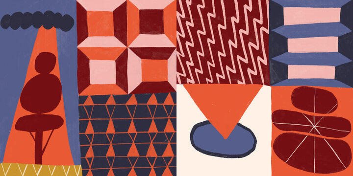 Vibrant Geometric Abstract Artwork with Colorful Design