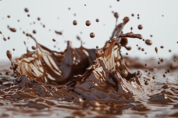Fototapeta premium A splash of chocolate on the surface of water, with rippling effects
