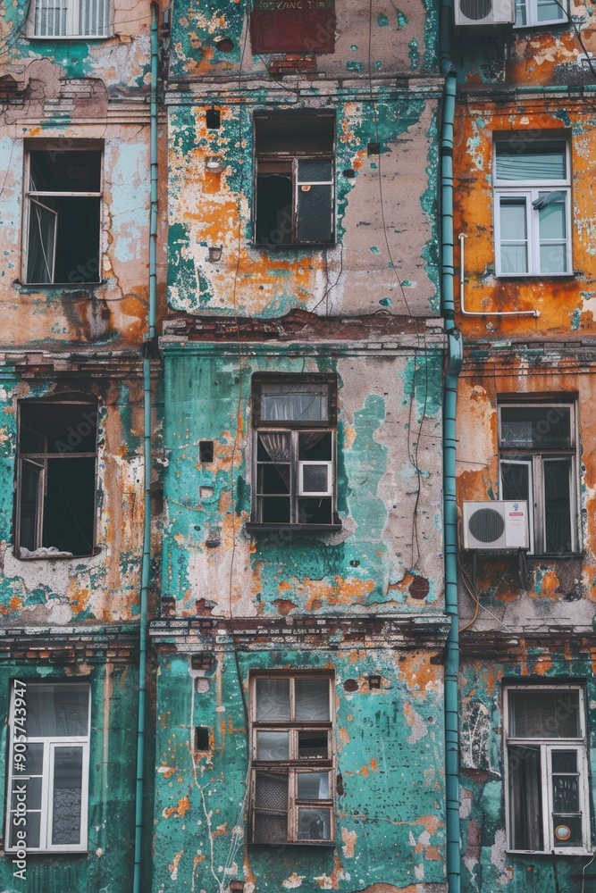 Poster A historic building with multiple windows, ideal for use in architecture or urban planning contexts