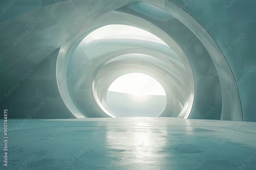 Poster a large white tunnel with a light at the end, suitable for representing hope or guidance