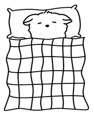 Charming Cartoon Llama Sleeping with Blanket Vector | Cute Minimalist Line Art