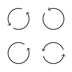 Circle Arrow icon set vector illustration, refresh, reload, Set of circle arrows rotating, different circular arrows of black color isolated, recycle sign, Arrow clock wise rotating symbol, arrow sign