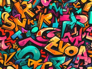 Obraz premium Colorful graffiti geometric seamless pattern. Stock