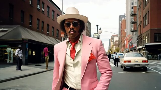 Fashionable man on a New York City street in 1970s