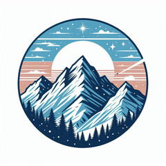 Vector mountain sunrise stunning landscape art beautiful mountains