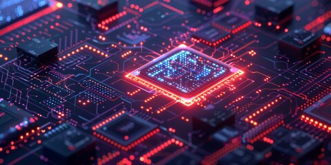 Fototapeta premium Isometric Blockchain Processor on a Grid Background, a Vector Illustration Embracing the Future Concept of Technology.