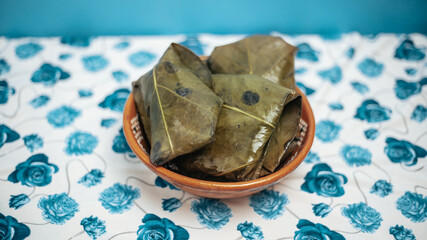 Deliciosos Tamales Mexicanos envueltos en hojas verdes, Xoco, Xocotamal