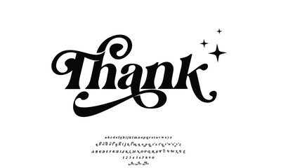 Thank is Abstract beauty Fashion font alphabet. Minimal modern urban fonts for logo, brand etc. Typography typeface uppercase lowercase and number. vector illustration