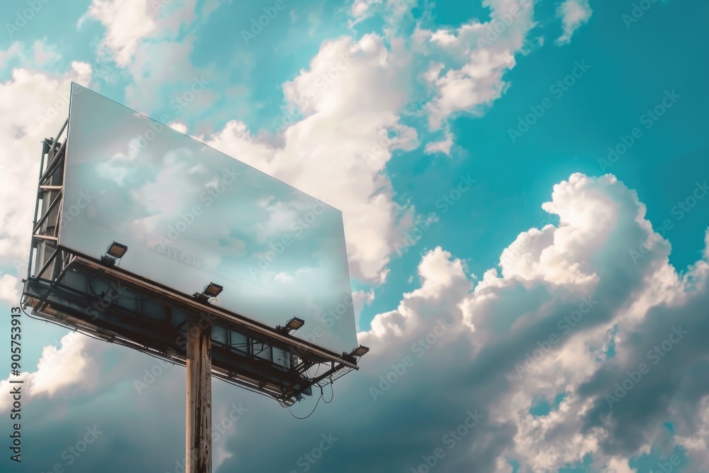 Aufkleber A large billboard on a pole in the cloudy sky