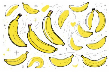 Yellow banana on a white background. A Flat Illustration.