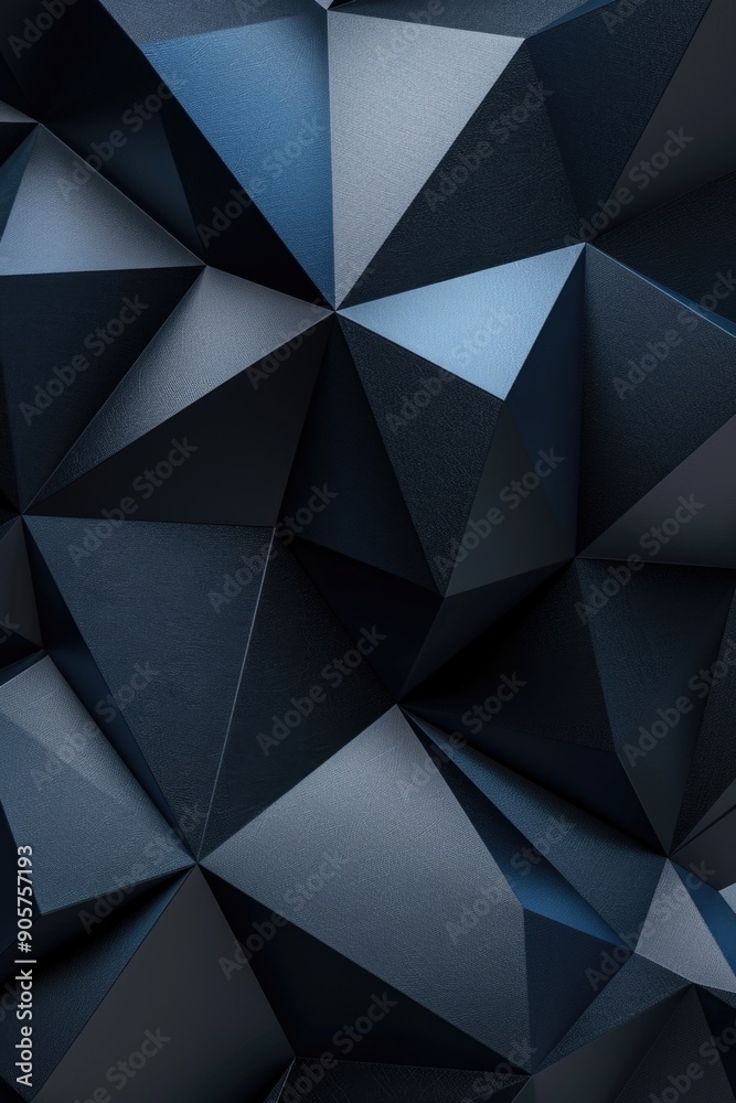 Poster a patterned wall made from black and blue triangular shapes
