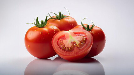 Chopped tomatoes with white background, ai generated 