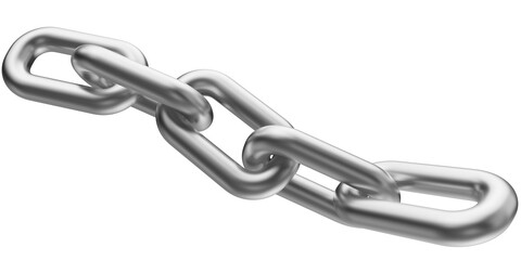 Obraz premium Silver chain isolated on a transparent background. 3D render of chromed metal.