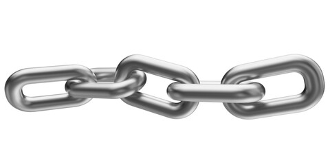 Obraz premium Silver chain isolated on a transparent background. 3D render of chromed metal.