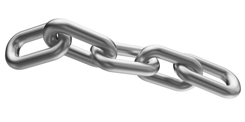 Obraz premium Silver chain isolated on a transparent background. 3D render of chromed metal.