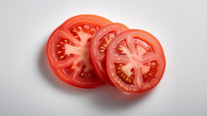 Chopped tomatoes rings with white background, ai generated 