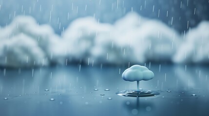  "3D drizzle icon with light rain, cloudy sky background 