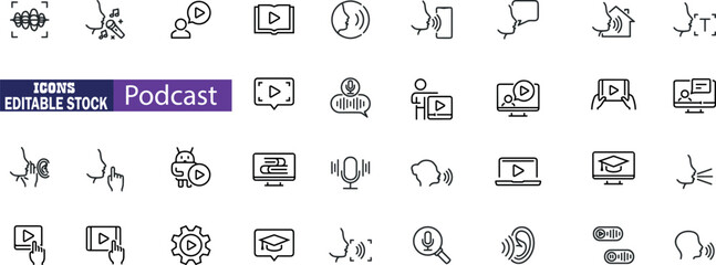 podcast icon set