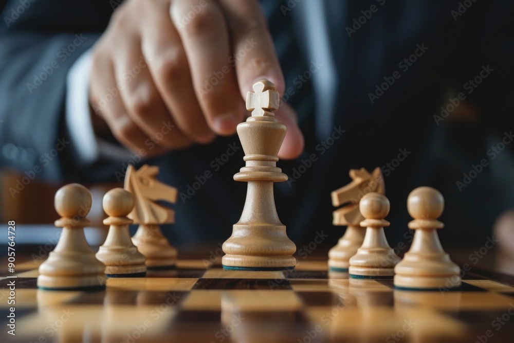 Poster A group of men engaged in a friendly game of chess