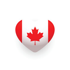 Canadian flag shaped as heart icon design. Canada flag. Vector illustration. 