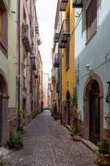 Fototapeta premium Quaint Alleyway in Bosa Sardinia