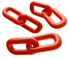 Red chains isolated on a transparent background. 3D render.