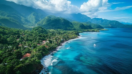 Dominican coast, azure waters and tropical forest