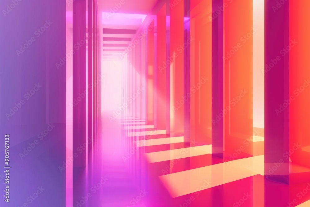 Poster a corridor with a shining beam of light at the far end, leading to unknown possibilities