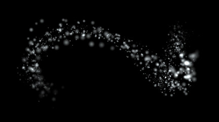 Bright white lights, round in shape and transparent. A cluster of shining holiday lights arranged in a careless line