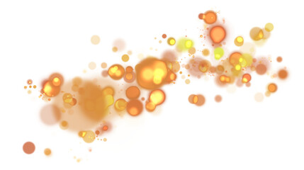 Bright orange and yellow lights, round and transparent. A cluster of shining holiday lights.