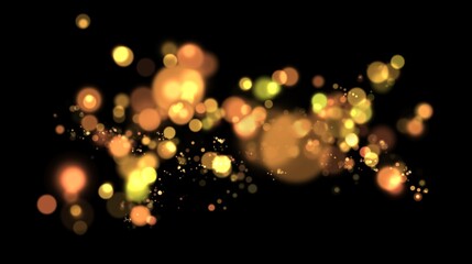 Bright orange and yellow lights, round and transparent. A cluster of shining holiday lights.