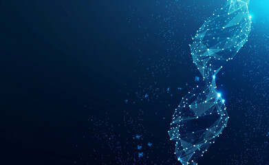Fototapeta premium DNA Helix Illustration on Blue Background with Space for Text
