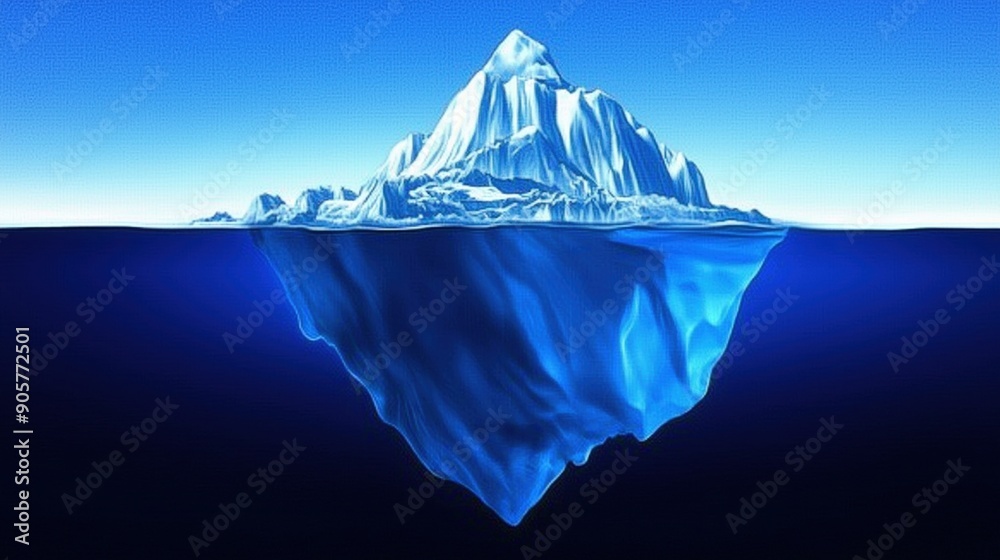 Wall mural background with an image of an iceberg and its underwater part