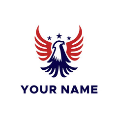 Obraz premium logo combination of eagle head with United States flag 